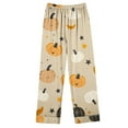 thumbnail image 5 of Enjoytime Halloween 2 Piece Sets for Women Pumpkins Print Long Sleeve Shirt Loose Pants Sleepwear Classic Soft Button Down Pajamas Plus Size Clothes, 5 of 5