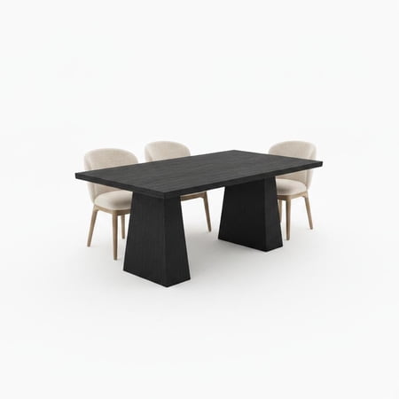 Modern Farmhouse 71 Inch Rectangular Wooden Dining Table for 6-8 Spacious Mark-Resistant Desktop Sturdy Heavy-Duty Legs Multi-Purpose for Dining Room Kitchen Office Black
