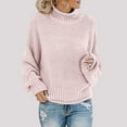 thumbnail image 2 of UJNDER Women's Autumn Winter Knitwear Thick Cable Turtleneck Sweater Warm Cozy Pullover Turtleneck Sweater Women Pink XXXXL, 2 of 4