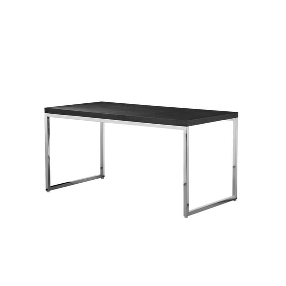 Benjara Rami 59 Inch Office Desk, Rectangular Wood Top, Square Steel Chrome Legs