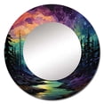 thumbnail image 2 of Designart "Aurora Borealis Aurora Euphony VII" Aurora Borealis Rund Mirror For Wall Decor - Large Yellow Round Print Mirror - Round Traditional Mirror 29" x 29" Inch - Wall Mounted Round Large Mirror, 2 of 5