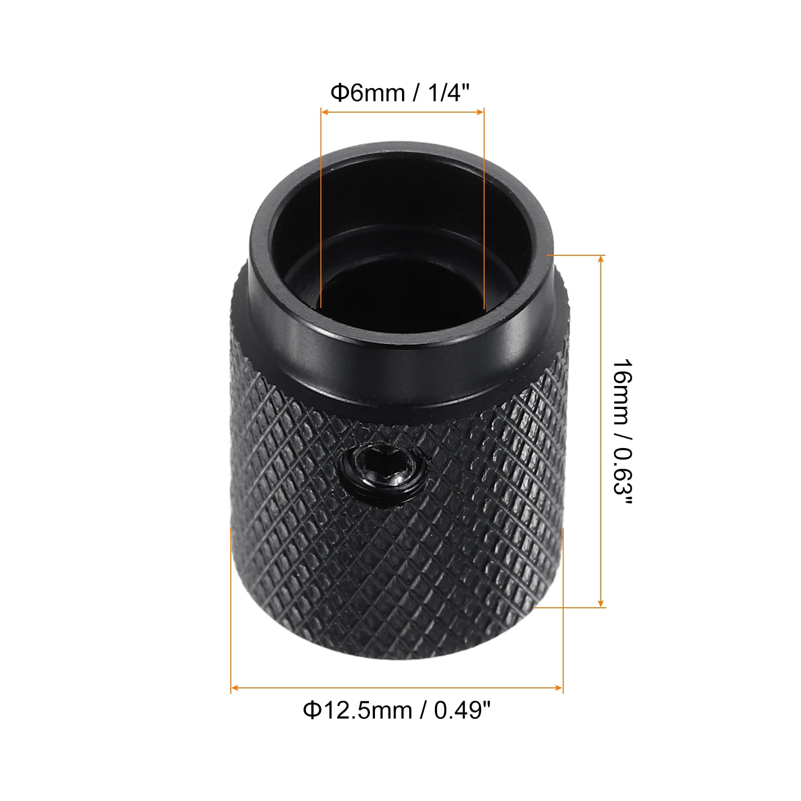 Uxcell 8 Pcs Aluminium Potentiometer Knobs, 1/4"(6mm) IDx1/2"(12.5mm) ODx5/8"(16mm) Height Universal Volume Tone Control Knobs for Guitar, Bass, Oval Indicator, Matte Black