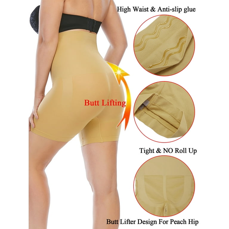 Hi-Waist Trainer Body Shaper Butt Lifter Shapewear Shorts Tummy Control  Panties Bodysuit Slimming Boyshorts Butt Lifter Panties Black/Apricot, Size  S-XL 