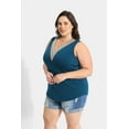thumbnail image 4 of TIYOMI Plus Size Women's Tank Tops 2X Lace Trim V Neck Tank Tops Sleeveless Tops Guipure Basic Solid Tunics Summer Deep Blue Shirts Loose Fit Camisoles 2XL 18W 20W, 4 of 8