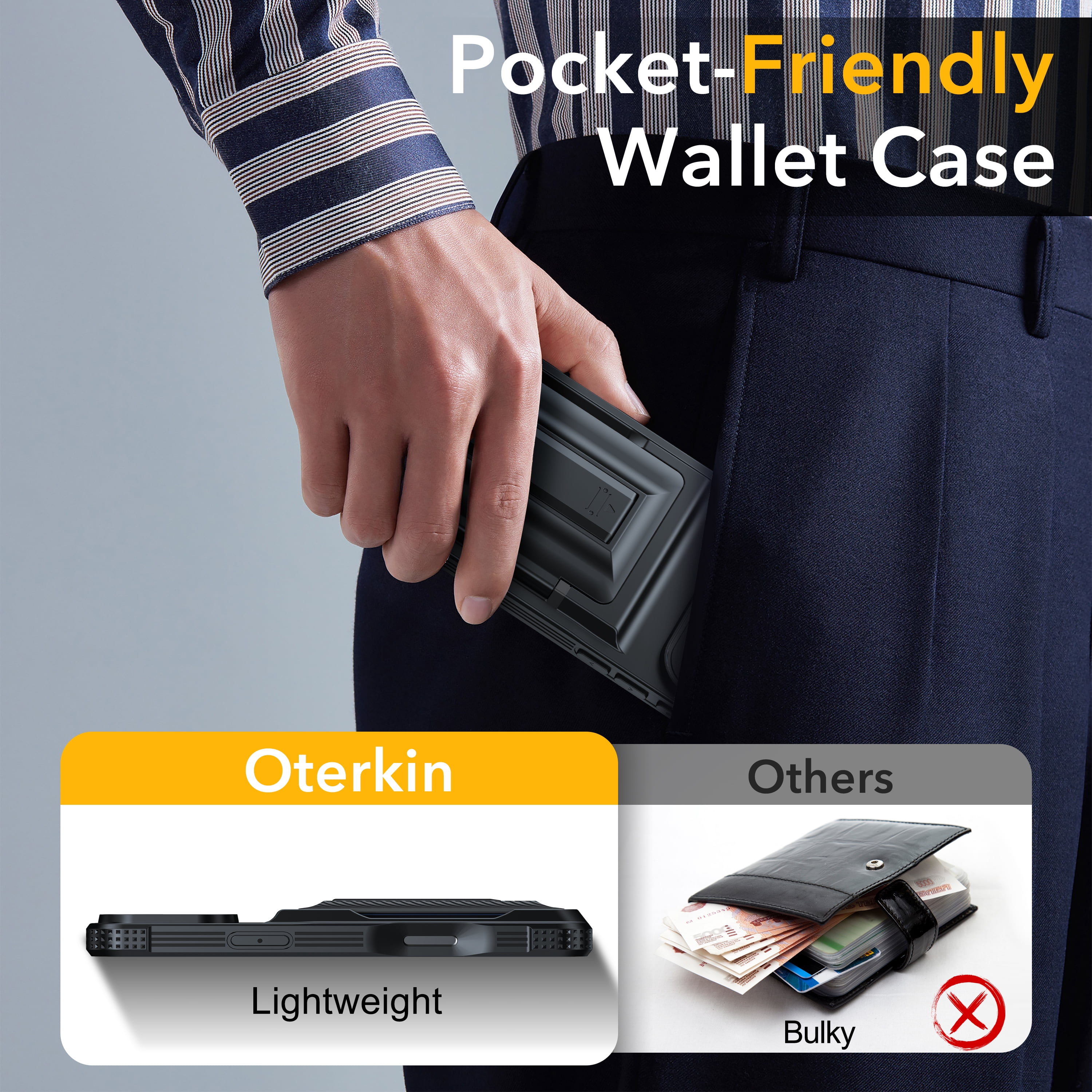 Oneagle Stand & Wallet Case (Store 4-5 Cards) for iPhone 17 Pro Case with Card Holder,Black