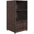 thumbnail image 1 of Outsunny Outdoor Storage Cabinet, Patio Storage Box Rack Rattan Wicker Pool Towel Valet Organizer Poolside Garden Lawn Bathroom Furniture Shelf w/ Shelf Drawer, Mixed Brown, 1 of 10