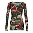thumbnail image 5 of JGNGSHN Women's Long Sleeve Christmas Tops Soft Round Crew Slim Fitted Stretchy Ribbed Fun Scary Horror Basic Tee Going Out Workout Outfits, 5 of 7