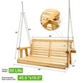 thumbnail image 3 of Ataucjin Wooden Porch Swing With Hanging Chain 2-Seater Patio Swing Chair With Cup Holders Heavy Duty Outdoor Swing Bench For Courtyard Garden Balcony, 3 of 7