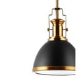 thumbnail image 5 of JONATHAN Y Homer 10" 1-Light Modern Industrial Iron LED Dome Pendant, Black/Brass Gold, 5 of 6