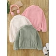 thumbnail image 2 of Fdqin Girls Fleece Jacket 3 Pcs Half Zip Up Fuzzy Sherpa Sweatshirts Cropped Warm Pullover Fall Winter Clothes Green White Pink 3-4 Years, 2 of 7