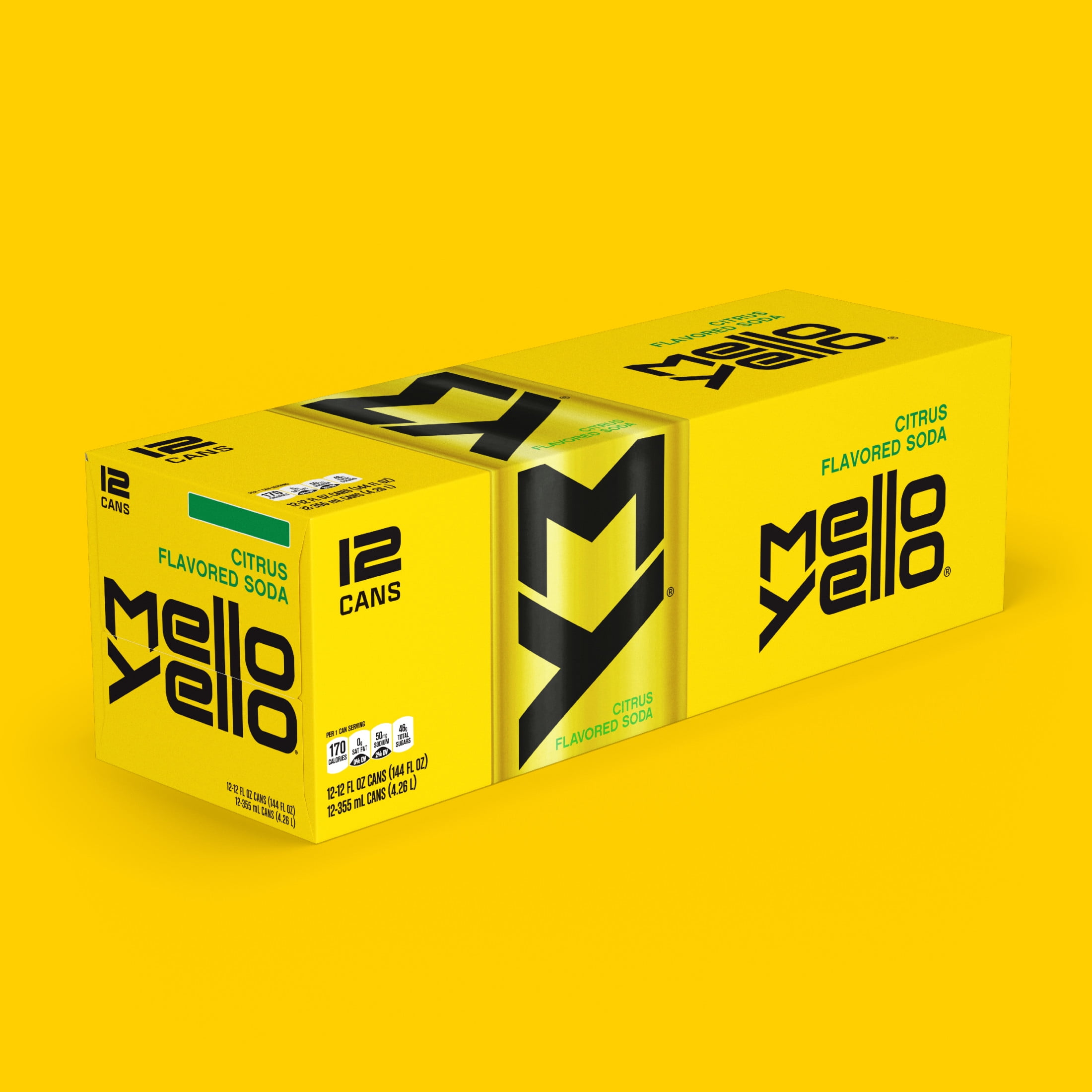 Mello Yello Citrus Soda Pop Fridge Pack Cans, 12 fl oz, 12 Pack