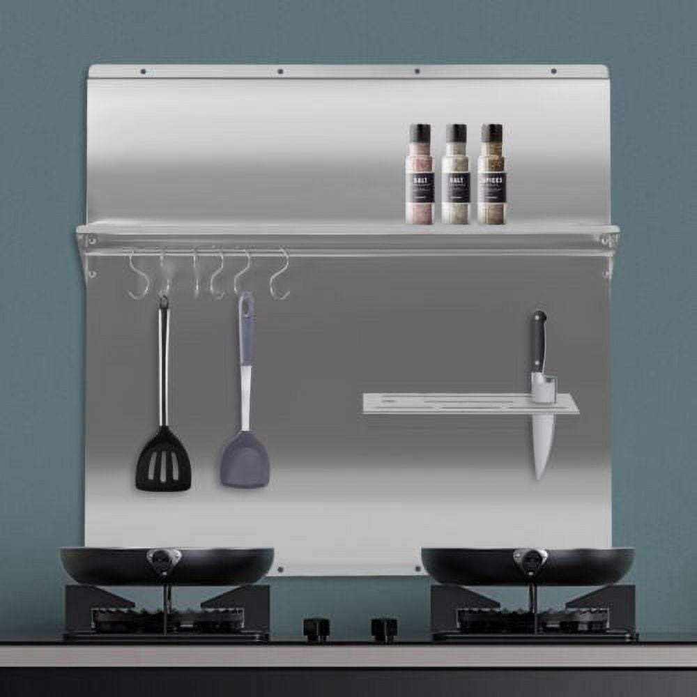 Stainless Steel 30*30.7 Inch Range Backsplash with Shelf Range Hood Wall Shield