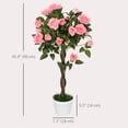 thumbnail image 3 of Outsunny Ensemble de 2 Roses Artificielles avec Fleurs Réalistes, Rose, 3 of 10