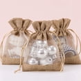 thumbnail image 4 of 4X5.5 Inch 20 Pcs Burlap Drawstring Gift Bag - Burlap with One Side Organza Wedding Party Welcome Favor Bags - Tan, 4 of 6