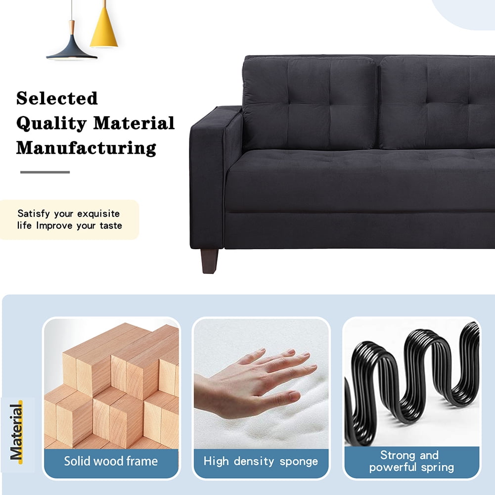 Lowestbest Modern Sectional Sofa Set, Loveseat and Chair Couch Set for Bedroom, Black (1+2 Seat) Lowestbest Modern Sectional Sofa Set, Loveseat and Chair Couch Set for Bedroom, Black (1+2 Seat)