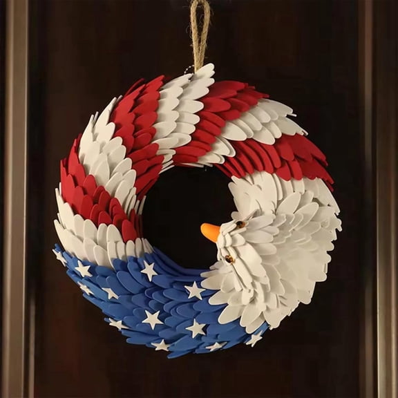 250th Anniversary Eagle Wreath, 2026 USA 250 Decorations Patriotic Wreaths for Front Door, Renewed 4th of July Independence Day Decor for Outside Home Wall Porch(15in)