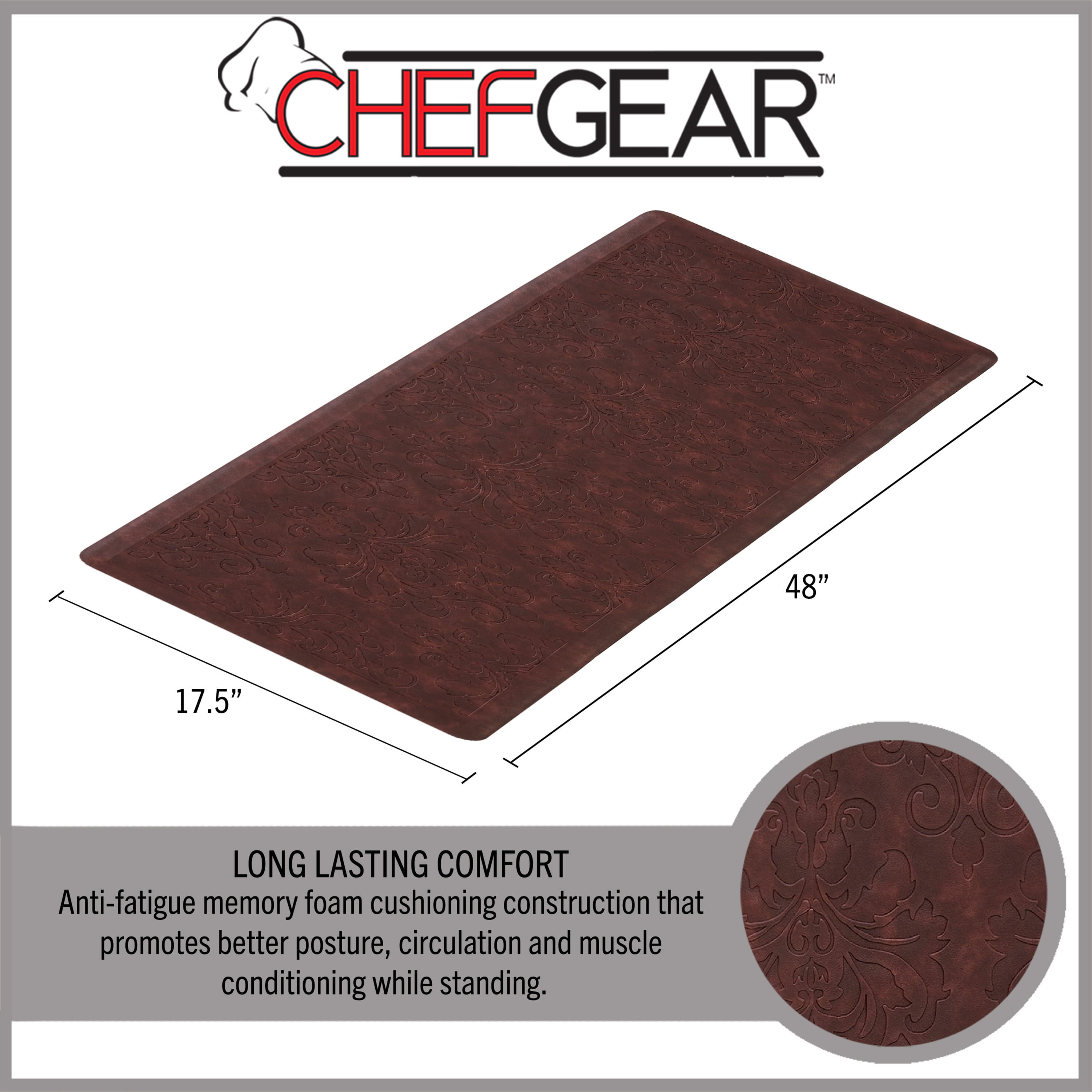Chef Gear Marni Wellness Kitchen Mat, Red, 17.5" x 48"