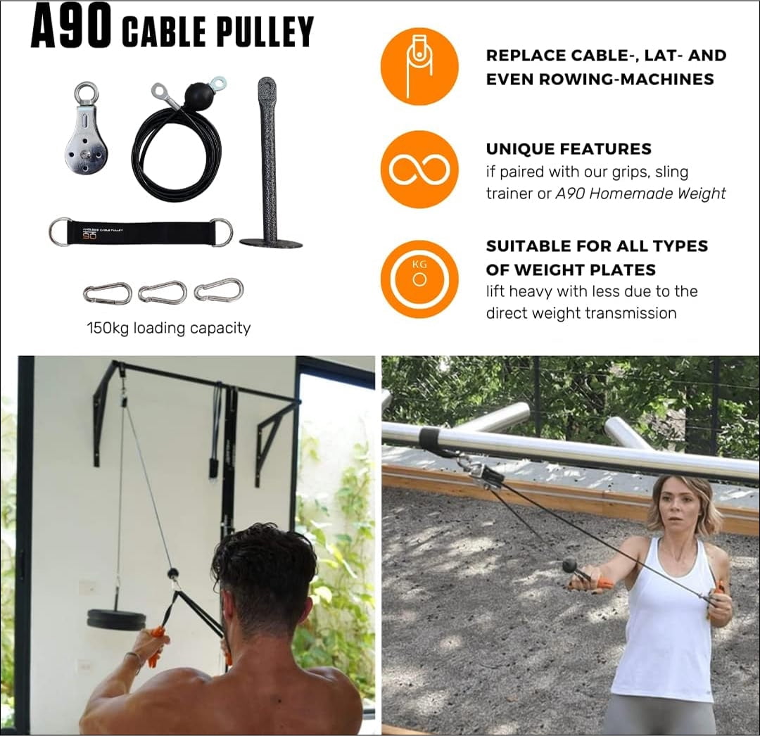 Angles90 A90 Full Set Home Gym Kit Sling Trainer Resistance Bands Cable Pulley Ergonomic Grips