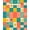 Multicolor Coral Teal Mustard, Pattern 5, variant on ODIKA 8'x10' Washable Area Rug Bedside Retro Checkered Hopscotch Block Grid Motif Storybook for Living Room, Under Sectional, Family , Durable, Non-Slip