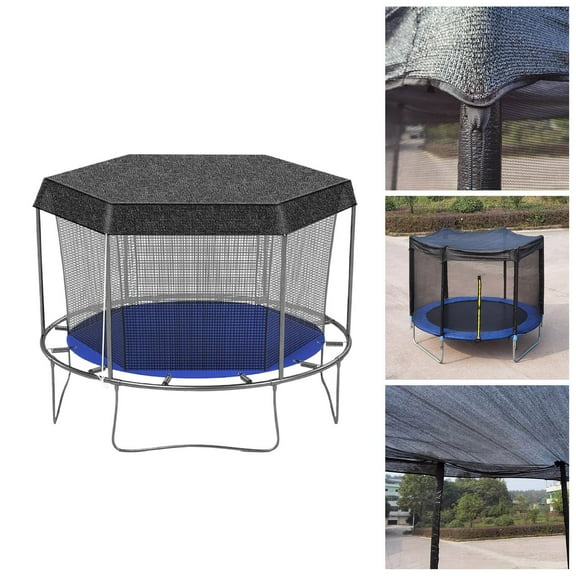 Trampoline Cover Round, 6 8 10 12 Feet 90% Sunblock Shade Cloth Black Trampoline Top Shade Cover Sun Shade Mesh Tarp for Outdoor Backyard Playground, Tear-Resistant, Foldable, Cover Only, Black