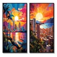 thumbnail image 2 of Designart "Pop Art Maui II" Maui Framed Wall Art Set Of 2 - Multi-Color Cityscapes Gallery Wall Frame Set For Home Decor, 2 of 7