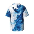 thumbnail image 5 of Uemuo Blue White Fluid Art Pattern Cotton Linen Short Sleeve Shirts,Casual Lightweight Button Down Shirts,Vacation Beach Summer Tops-Large, 5 of 7