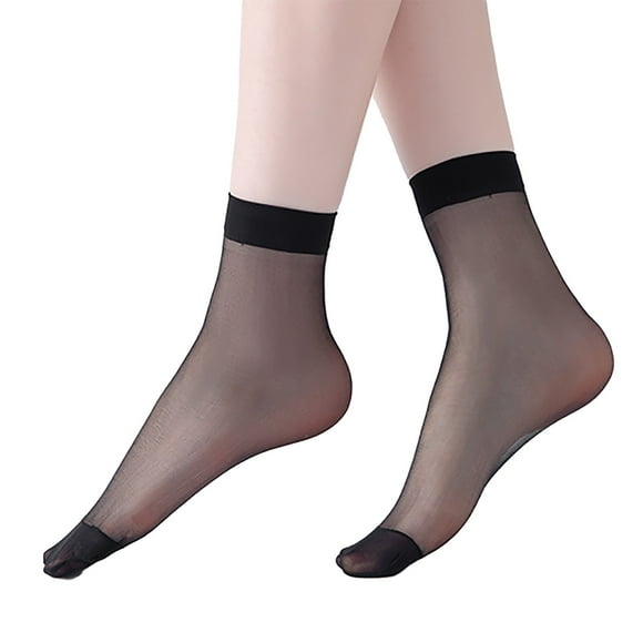 Ploknplq Socks for Women,Compression Socks,Ankle Socks,10 Pack Women's Nylon Socks Ankle High Pantyhose,Toe Socks,No Show Socks Womens Black 1 One Size