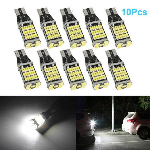 10Pcs Super Bright White Canbus LED Bulb For Car Backup Reverse Light 912 921 T15