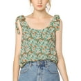 thumbnail image 6 of DARING DIVA Women's Floral Sleeveless Bow Tie Decor Tank Tops Blouse S Green, 6 of 7