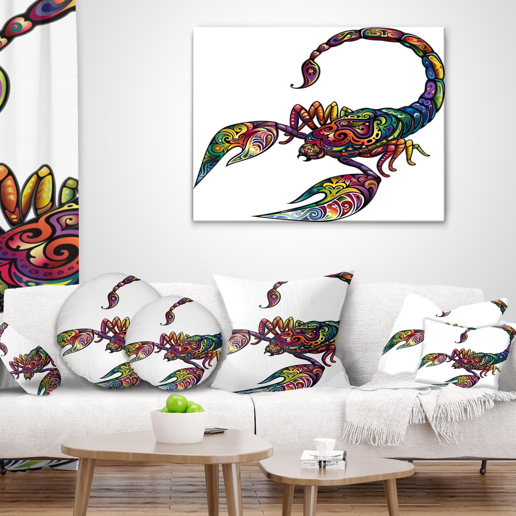 Designart Cheerful Scorpion - Animal Throw Pillow - 12x20