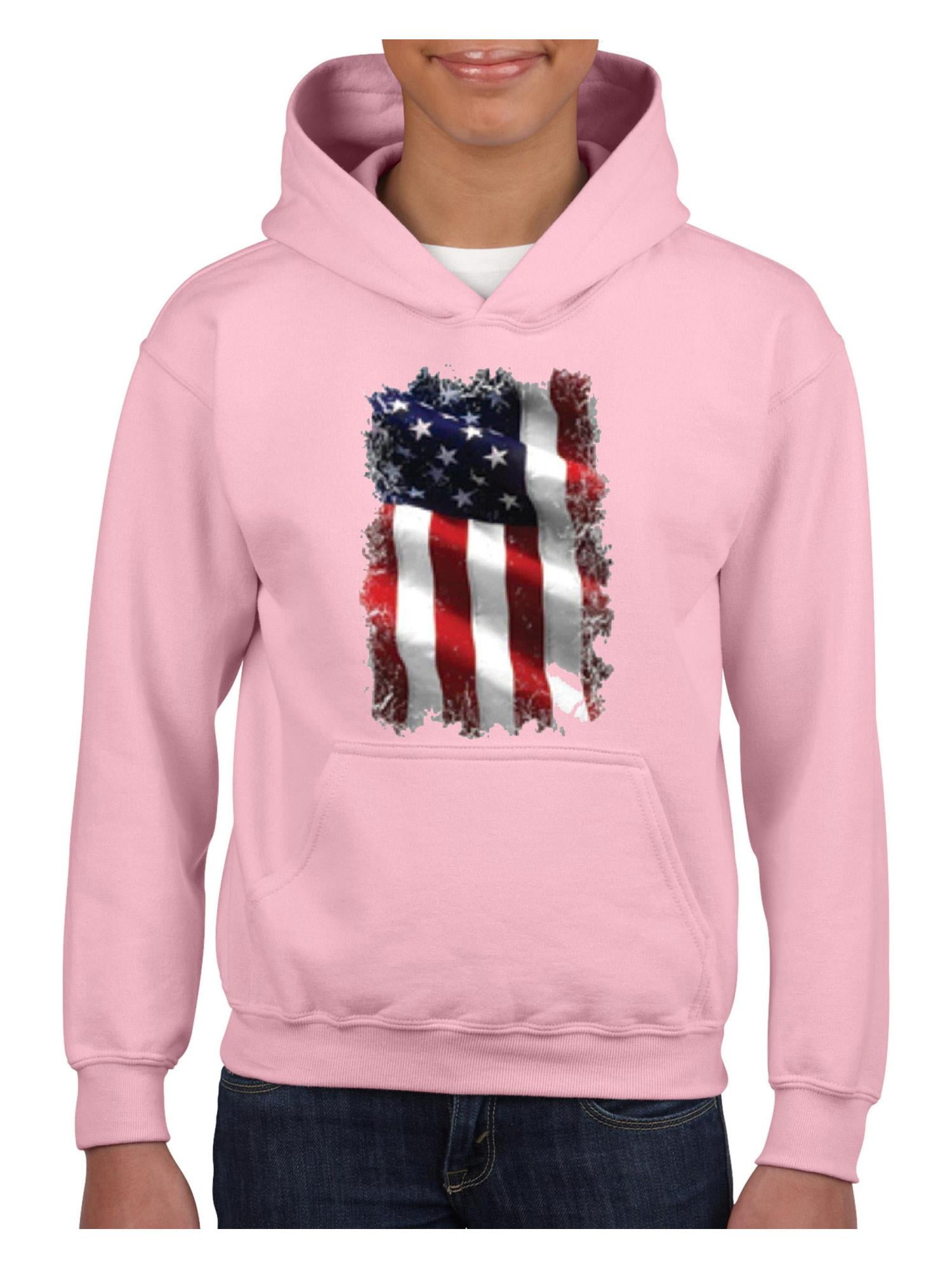 IWPF Youth Patriotic American Flag Hoodie For Girls and Boys