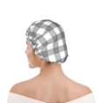 thumbnail image 6 of Yiaed Gray Checkboard Print Reusable Shower Cap & Bath Cap & Lined, Oversized Waterproof Shower Caps Designed for all Hair Lengths, 6 of 7