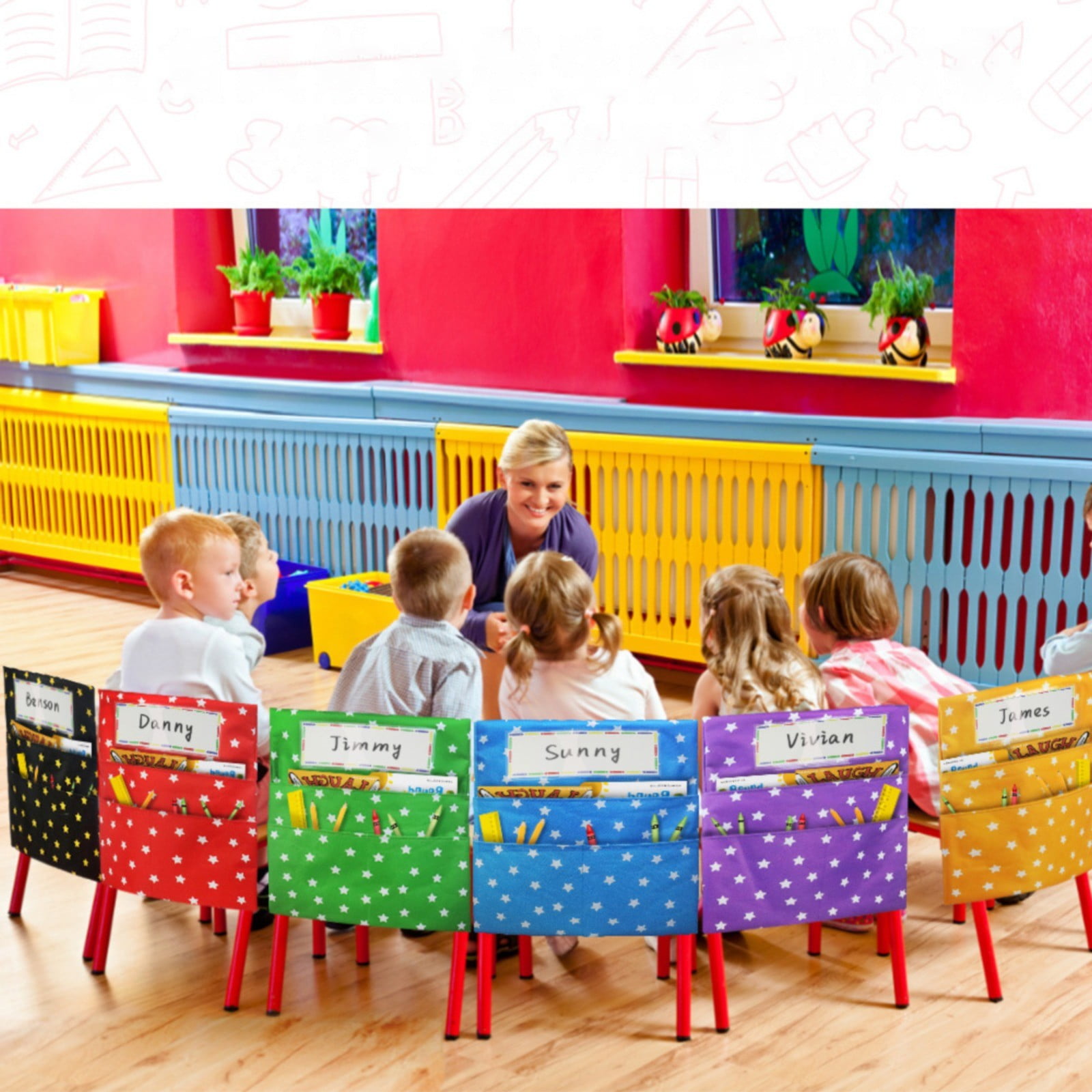 Clearance Pencil case under $20,Seat Back Pockets Storage Seat Sacks Convenient For Classroom Chairback Pocket Chair Pocket Organizer 2PC
