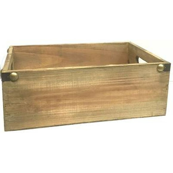 Rectangular Wood With Metal Trim And Side Handles Crate