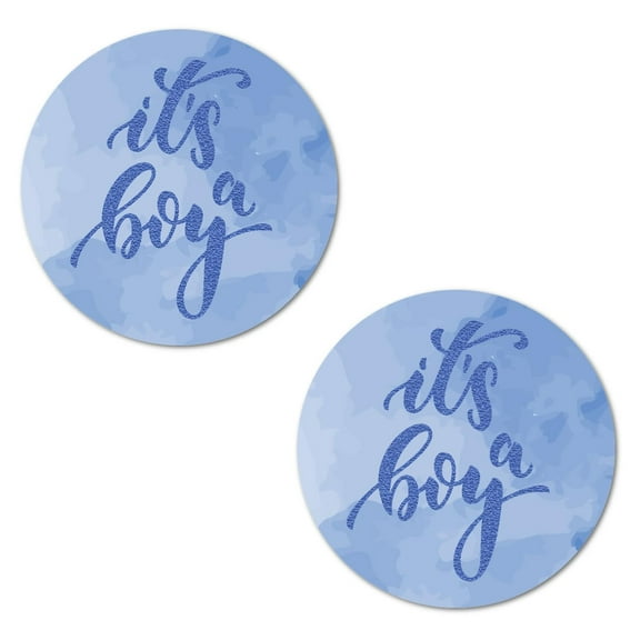 40 Its a Boy Modern Baby Shower Blue background Stickers, 2 Inch Big Round Glossy Labels For Baby Shower Or Sprinkle Party, Adorable Stickers, Decorations for New Moms to Be, Wrappers. Made in USA