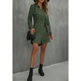 thumbnail image 3 of Solid Collared Button Down Shirt Dress, Green, Small, 3 of 5