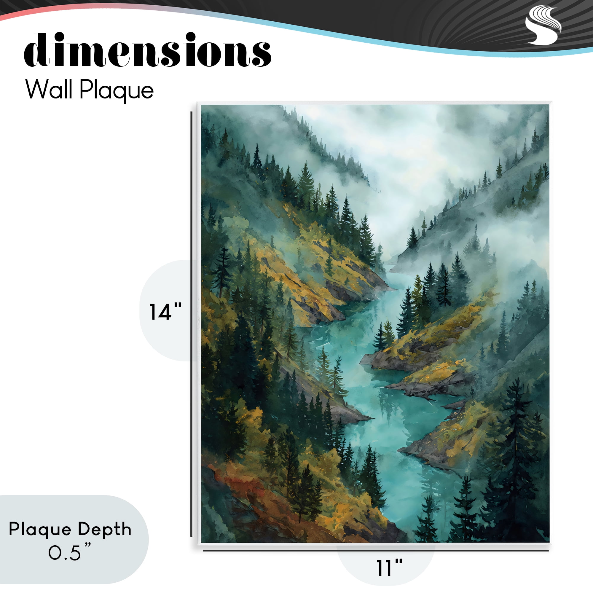 Stupell Industries Turquoise Mountain River Bends Wall Plaque Art, design by Franklyn Gregory