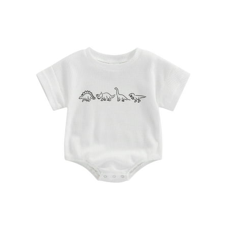 

Carolilly Baby Girls Boys Summer Romper Short Sleeve Dinosaur Print Bodysuit for Casual Daily 3M-2Y