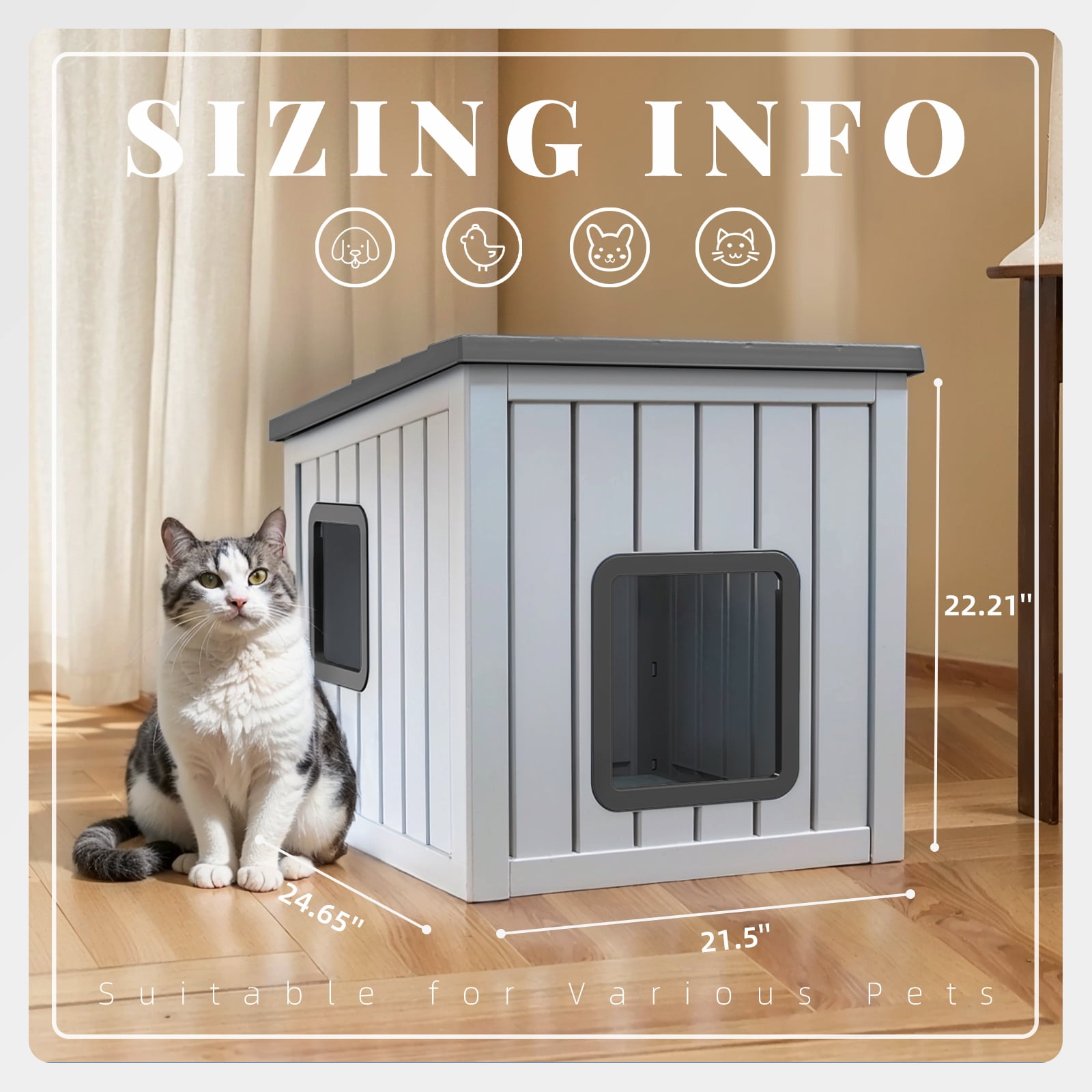 EasyUp Outdoor Cat House,Waterproof Resin Cat Houses for Feral Cats,Robust and Easy to Assemble,Feral Cat Shelter for Winter,Suitable for Cats, Rabbits and Other Small Animals
