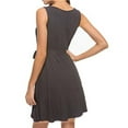 thumbnail image 5 of Bigersell Party Dresses for Women 2022 Ladies Solid Color Cross Strap V-Neck Belt Sleeveless Tank Mini Dress Women's Plus A-Line Dress Style 43080, Female Mid-Length Dresses Dark Gray L, 5 of 8