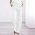 thumbnail image 2 of Kureaily Women High Waisted Solid Straight Pants Waist And Long Women Casual Elastic Drawstring Pants With Pockets Women Summer Pants, 2 of 4