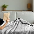 thumbnail image 3 of Tree Soft Flannel Fleece Throw Blanket, Illustration of an Autumn Tree with Dried Branches Dramatic Nature Print, Cozy Plush for Indoor and Outdoor Use, 60" x 80", Black White, by Ambesonne, 3 of 5
