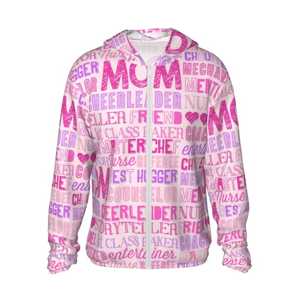Fotbe Best Mom ever Chaqueta con Protección Solar UPF 50+ para Hombre y Mujer, Camisa con Capucha y Bolsillos-3X-Large