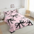 thumbnail image 3 of Manfei Cartoon Bow 2pcs Bedding Comforter Set,Black Pink Twin Comforter Sets,Dreamy Princess Breathable Bedding Set,Breathable Kawaii Bedroom Decorative,Reversible, 3 of 8