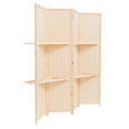 thumbnail image 5 of THY COLLECTIBLES Freestanding Wood Frame Woven Bamboo 4 Panels Hinged Privacy Panel Screen Partition Wall With 2 Display Shelves Holding Room Divider With Shelves-Bamboo (Beige), 5 of 5