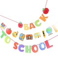 thumbnail image 2 of 1 Set Back to School Party Banner: Colorful Banner with Paper Apples Book Bus - First Day of School Hanging Ornament Classroom Decor, 2 of 3