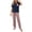Blue, variant on Womens Pajama Sets Short Sleeve Mesh Panel Long Pants Lounge Two Piece Sets, Sizes S-XL