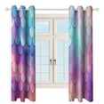thumbnail image 3 of Colorful Gradient Fish Scale Texture Mermaid 2 Panel Curtain Set, Watercolor Painting Window Treatment Living Room Bedroom Decor, 3 of 5