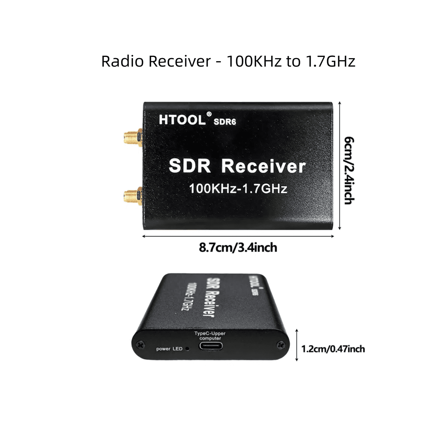 SDR6 Software Defined Radio Receiver - 100KHz to 1.7GHz Full Band with USB-C, Compatible with PC & Android for AM/FM/SSB/CW/Digital Modes