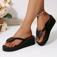 thumbnail image 2 of Dakaela Women's Wedge Flip Flops Rhinestone Platform Summer Walking Sandals Casual Slippers Black 9, 2 of 8